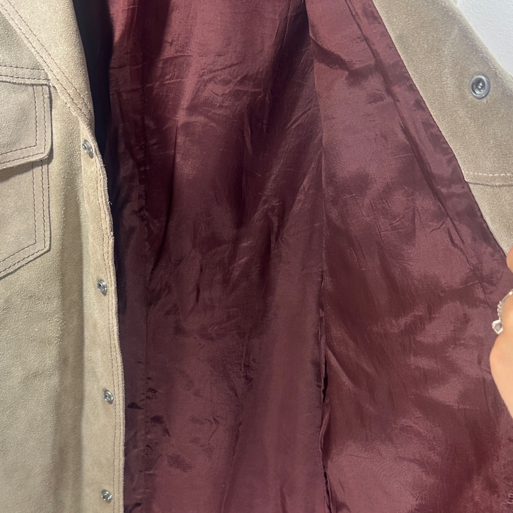 Men's Tan Leather Suede Shirt Jacket 42 Reg The Leather Shop Sears - Picture 9 of 14